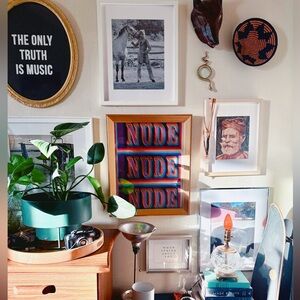 Colorful gold framed Art Print - Multicolor 16x20” original art neon pink